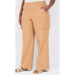 NWT Lane Bryant 4-Season Straight Cargo Pant Khaki Pull-On Casual Size 22 New